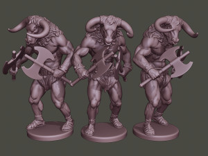 minotaur warrior agressive two axes 3D Print Model
