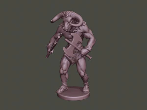 minotaur warrior agressive two axes 3D Print Model
