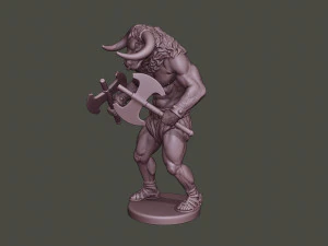 minotaur warrior agressive two axes 3D Print Model