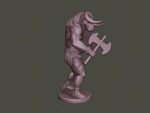 minotaur warrior agressive two axes 3D Print Model