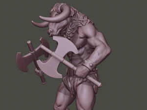 minotaur warrior agressive two axes 3D Print Model