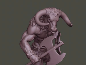 minotaur warrior agressive two axes 3D Print Model