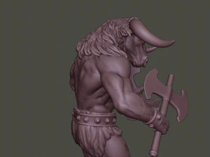 minotaur warrior agressive two axes 3D Print Model