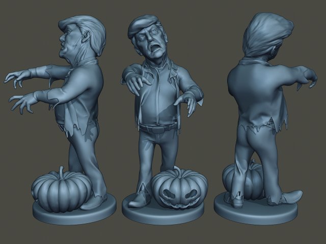 donald trump zombie halloween 3D Принт Модель .c4d .max .obj .3ds .fbx .stl .blend 