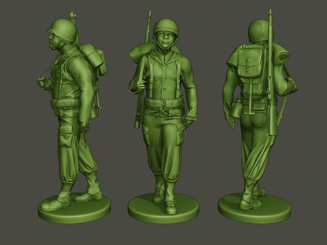 american soldier ww2 walking a5 Modello di stampa 3D .c4d .max .obj .3ds .fbx .stl .blend 
