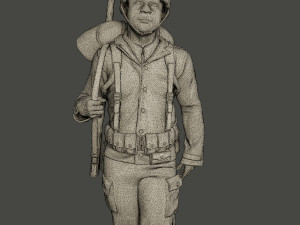american soldier ww2 walking a5 Modello di stampa 3D