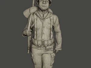 american soldier ww2 walking a5 3D Print Model
