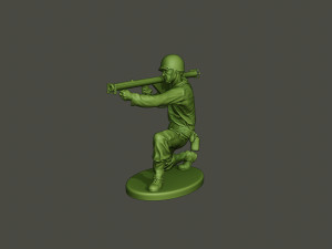 american soldier ww2 shoot crouched a4 Modèles 3D en vedette
