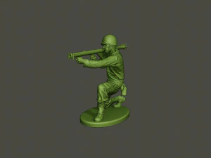 american soldier ww2 shoot crouched a4 3D Print Model