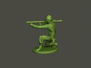 american soldier ww2 shoot crouched a4 Modèles 3D en vedette