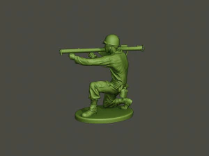 american soldier ww2 shoot crouched a4 3D Print Model