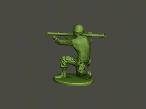 american soldier ww2 shoot crouched a4 3D Print Model