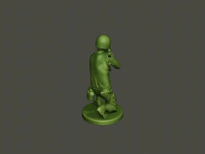 american soldier ww2 shoot crouched a4 3D Print Model