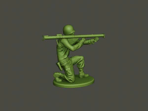 american soldier ww2 shoot crouched a4 3D Print Model