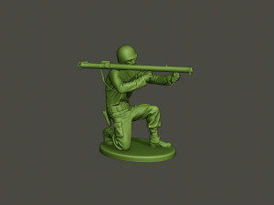 american soldier ww2 shoot crouched a4 Modèles 3D en vedette