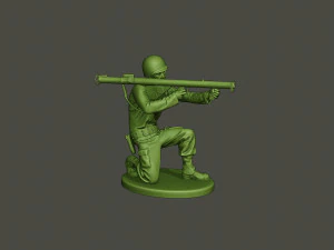 american soldier ww2 shoot crouched a4 3D Print Model