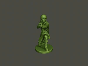 american soldier ww2 shoot crouched a4 3D Print Model