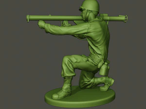 american soldier ww2 shoot crouched a4 3D Print Model