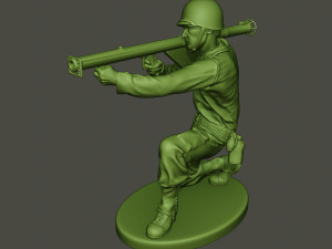 american soldier ww2 shoot crouched a4 Modèles 3D en vedette