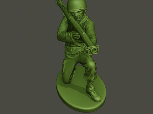 american soldier ww2 shoot crouched a4 Modèles 3D en vedette