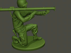 american soldier ww2 shoot crouched a4 3D Print Model