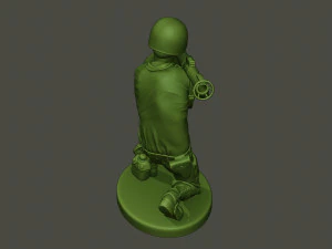 american soldier ww2 shoot crouched a4 3D Print Model