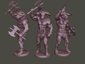 minotaur warrior stand2 two axes 3D Print Model