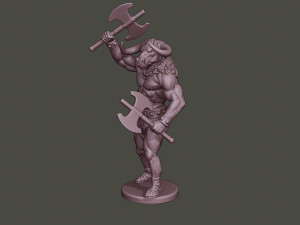 minotaur warrior stand2 two axes Modèles 3D en vedette
