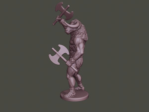 minotaur warrior stand2 two axes Modèles 3D en vedette