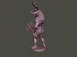 minotaur warrior stand2 two axes Modèles 3D en vedette