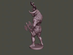 minotaur warrior stand2 two axes 3D Print Model