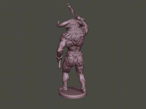 minotaur warrior stand2 two axes 3D Print Model