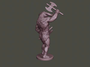 minotaur warrior stand2 two axes 3D Print Model