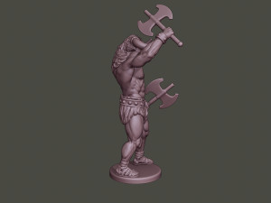 minotaur warrior stand2 two axes Modèles 3D en vedette