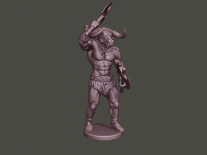 minotaur warrior stand2 two axes Modèles 3D en vedette