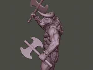 minotaur warrior stand2 two axes Modèles 3D en vedette