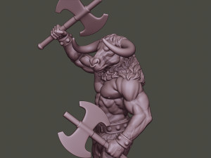 minotaur warrior stand2 two axes Modèles 3D en vedette
