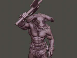 minotaur warrior stand2 two axes Modèles 3D en vedette