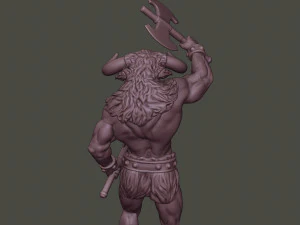 minotaur warrior stand2 two axes 3D Print Model
