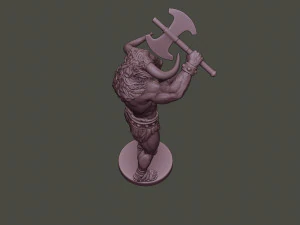 minotaur warrior stand2 two axes 3D Print Model