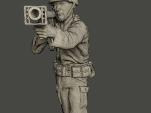 american soldier ww2 shoot stand a4 3D Print Model