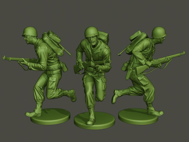 american soldier ww2 run a1 3D in 3DExport