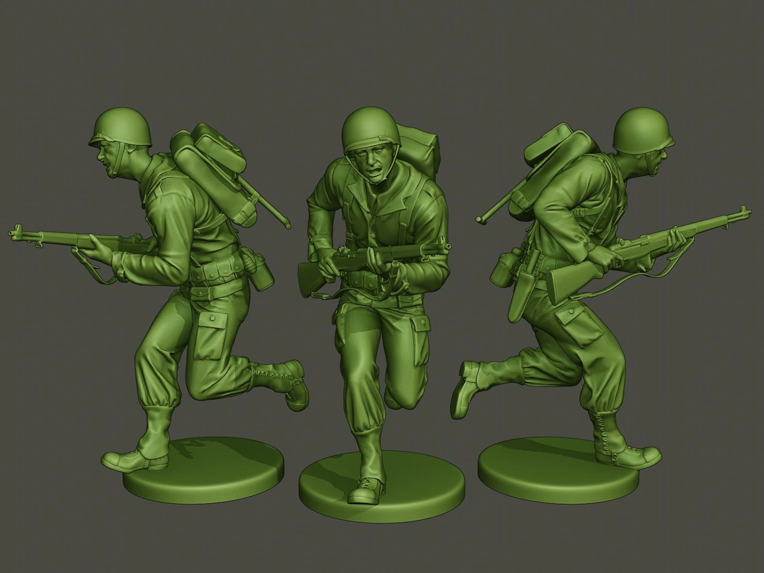 american soldier ww2 run a1 3D Print Model .c4d .max .obj .3ds .fbx .stl .blend 
