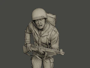 american soldier ww2 run a1 3D Print Model