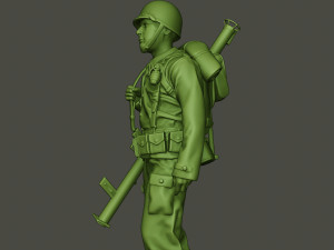 american soldier ww2 bazooka walk a4 3D Принт Модель