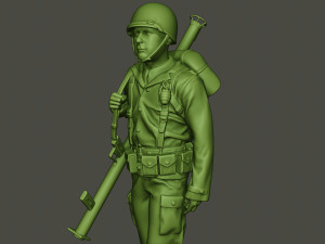 american soldier ww2 bazooka walk a4 3D Принт Модель