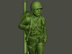 american soldier ww2 bazooka walk a4 3D Принт Модель