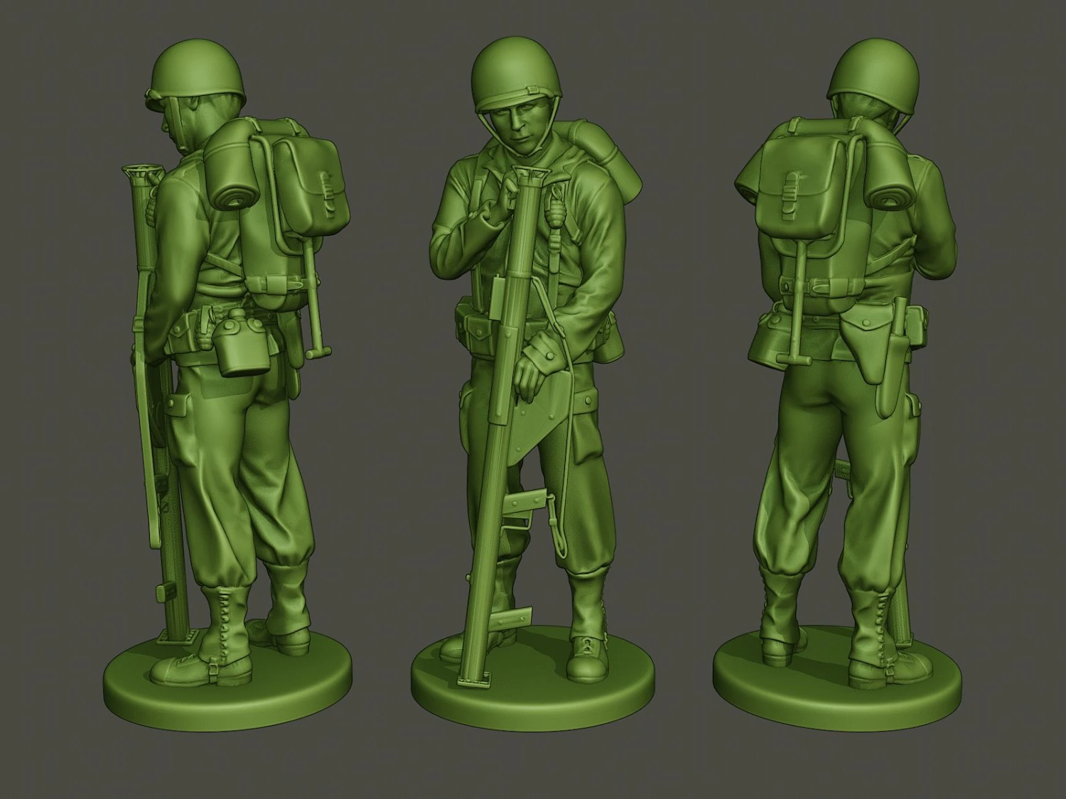 american soldier ww2 looking bazooka a4 3D Print Model .c4d .max .obj .3ds .fbx .stl .blend 