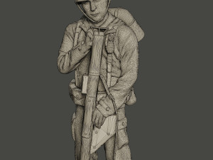 american soldier ww2 looking bazooka a4 Modèles 3D en vedette