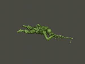 american soldier ww2 shoot lying down a3 Modèles 3D en vedette